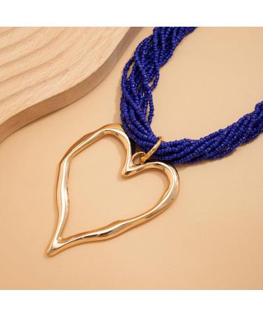 Shop Oralgo's Fashionable Multi-Layered Pearl Choker Necklace with Large Metal Heart - Gold & White Statement Jewelry for Collarbone Style - International Shipping Available - Buy Online on SooperMarket.com