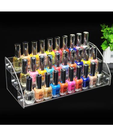 Nail Polish Display Stand - 6 Types Acrylic Rack Organizer Holder | Three Layers | Ideal for Makeup Storage - Buy Online on SooperMarket.com