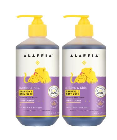 Alaffia Babies and Kids Shampoo and Body Wash Gentle and Calming Support for Soft Hair and Skin with Shea Butter Neem and Coconut Oil Fair Trade Lemon Lavender 2 Pack 16 Fl Oz Ea 16 Fl Oz (Pack of 2)
