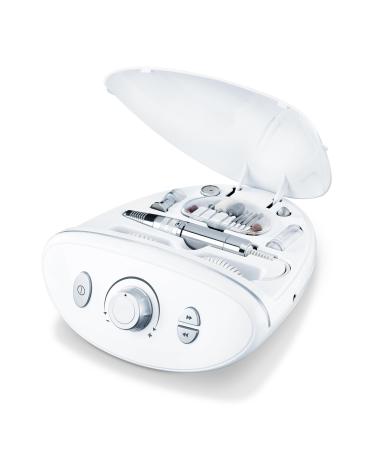 Beurer MP 100 electrical manicure/ pedicure profile 10 attachments from sapphire and felt nail dust protective cap up to 20 000 revolutions per minute 41-piece set