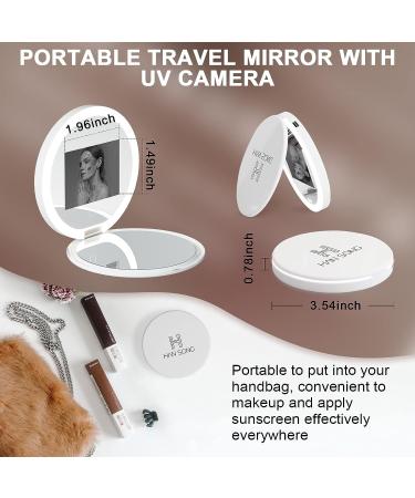Hansong Compact UV Camera Mirror 2X Magnification Travel Makeup Handheld Pocket Mirror - Buy Online on SooperMarket.com