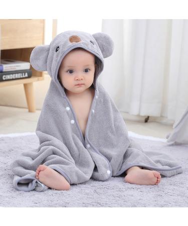 Hilmocho Baby Bath Towel with Hood | Ultra Soft Coral Velvet | 110x68CM Grey - Buy Online on SooperMarket.com