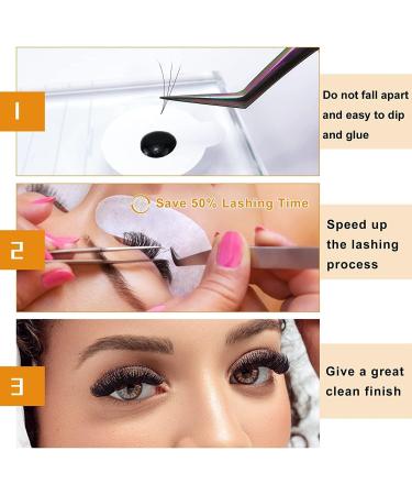 B&Q LASH 3D-C 0.07 15mm Short Stem Pre Made Fan Eyelash Extensions - Russian Volume Lashes 3D 5D 7D - Premade Fans Eyelash Extension - Buy Online on SooperMarket.com