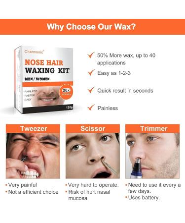 Nose Hair Wax Kit - Quick & Painless Hair Removal for Men and Women - 120g Wax with 30 Applicators - Enough for 15-20 Uses - Buy Online on SooperMarket.com