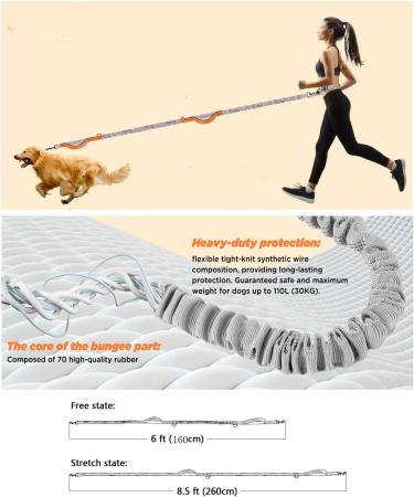 Hurluksi Dog Waist Lead - Hands-Free Heavy Duty Running Belt Leash with Bungee Retractable Design and Sponge Handle (Orange) - Buy Online on SooperMarket.com