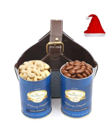 Jaiccha Ghasitaram Christmas Gifts Basket Small of Cashews and Chocolate Almonds