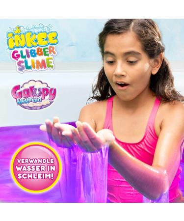 Inkee Bath Slime Galupy Mermaid - Neon Pink Mucous Powder with Vitamin E & Cotton Candy Aroma | 100g Bathing Glibber for Ultimate Relaxation - Buy Online on SooperMarket.com