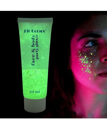 GL-Turelifes Glow in The Dark Body Face Glitter Gel 50ml Luminous Iridescent Chunky Glitter Gel Festival Glitter Cosmetic Face Hair Nails Makeup Long Lasting Sparkling uins Liquid Eyeshadow #08 Luminous