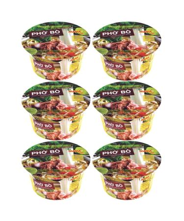 MAMA Instant Rice Noodle Vietnamese Style Pho Ga Vermicelli Bowl Beef Flavours 65g (Pack of 6) by CNMART