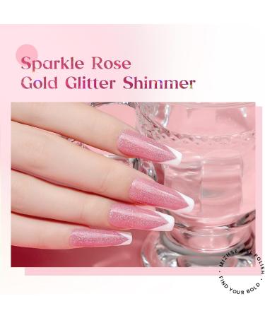 MIZHSE Pink Gel Nail Polish Shimmery Rose Jelly Color Natural Gel Polish Glitter Sparkle Pink Nail Gel 12ML Soak off UV LED for Home Salon DIY BV006 - Buy Online on SooperMarket.com