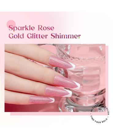 Rose Pink Glitter Gel Nail Polish - 12mL Sheer Nude Pink Shimmery Jelly Gel Polish - Buy Online on SooperMarket.com