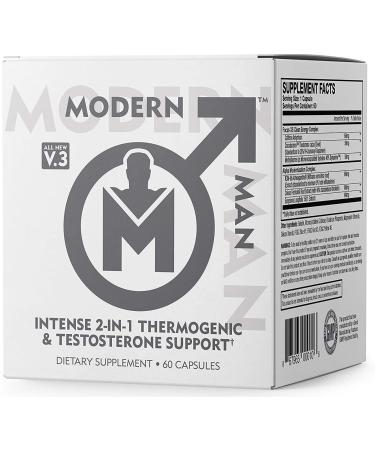 Modern Man V3 - Testosterone Booster + Thermogenic Fat Burner for Men, Boost Focus, Energy & Alpha Drive - Anabolic Weight Loss Supplement & Lean Muscle Builder | Lose Belly Fat - 60 Pills