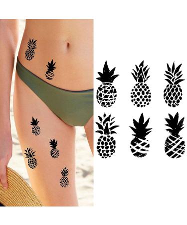 Dopetattoo 6 Sheets Temporary Pineapple Black Sketch Hawaiian Stamp Tattoos for Men and Women - Perfect for Neck, Arm, and Chest - Buy Online on SooperMarket.com