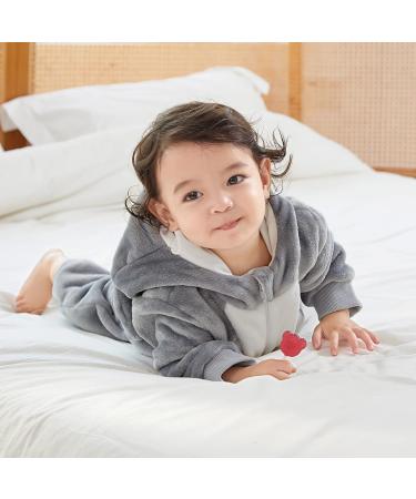 COOKY.D Baby Hooded Rompers | Winter Flannel Jumpsuit Pajamas for Infants | 3-6 Months | Dog Design - Buy Online on SooperMarket.com