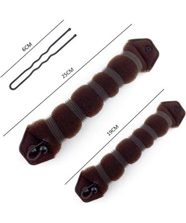 2 Pcs Bun Makers for Hair Brown Sponge Donut Ring Styler Bun Makers Easy Bun Makers Tool with Snaps and Hair band DIY Bun Styling 2 Sizes with 20 Pcs U-Clips. - Buy Online on SooperMarket.com