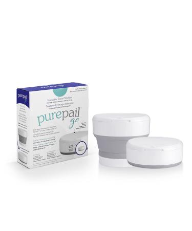 PurePail Go Portable Diaper Pail White Superior Odor Control with No Added Fragrance Collapses for On-the-Go Compact & Space-Saving Go Pail