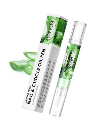 Lagunamoon Cuticle Oil Pen for Nail Care 5ml Nail Oil Pen with Natural Ingredients to Moisturize and Nourish Dry Nails and Cuticles Cuticle Oil to Prevent Nail Cracking and Hangnails Aloe Vera