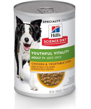 Hill's Science Diet Senior 7+ Canned Dog Food Savory Stew with Beef & Vegetables 12.8 oz 12 Pack wet dog food & Adult 7+ Senior Vitality Canned Dog Food Chicken & Vegetable Stew 12.5 oz - Buy Online on SooperMarket.com
