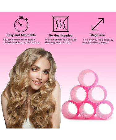 Mabufun Jumbo Hair Rollers Set Hair Rollers Self Grip Curlers For Long Hair No Heat Curlers Heatless Hair Rollers With Clips & Comb 24 Packs (Yellow Pale Red.Green Grey 24Pcs) - Buy Online on SooperMarket.com