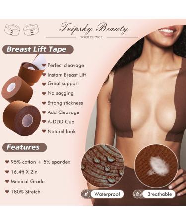 XL Breast Lift Tape for A-G(DD) Cup Brown - BoobTape for Large Breasts, Body & Athletic Support with Nipple Cover - Booby Tape Solution - Buy Online on SooperMarket.com