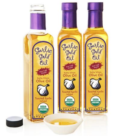 Garlic Gold Organic Extra Virgin Olive Oil - Toasted Garlic Infusion, Low FODMAP, Pack of 6 - Buy Online on SooperMarket.com