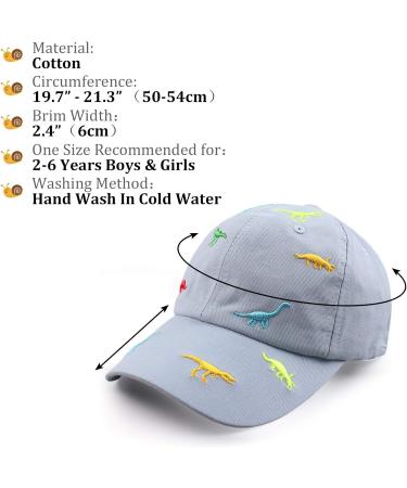 Xiaohawang Adjustable Dinosaur Embroidery Baseball Cap for Girls 2-6 Years - Sky Blue Summer Sport Hat - Buy Online on SooperMarket.com