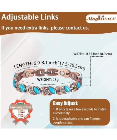 EnerCoppeX Copper Magnetic Bracelet for Women - Turquoise Jewelry with 3500 Gauss Magnet (COB-0175) - Buy Online on SooperMarket.com
