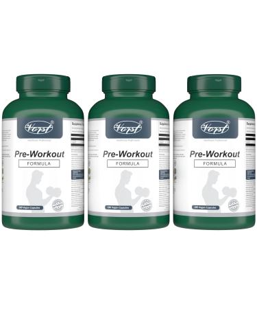 VORST Pre Workout Formula 3 x 180 Vegan Capsules | Nitric Oxide Supplement | Powder Pills | 3 Bottles 540 count (Pack of 1)