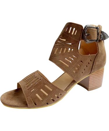 Foldap Women's High Heel Espadrille Platform Wedge Sandals - Brown | Summer Casual Beach Shoes - Buy Online on SooperMarket.com