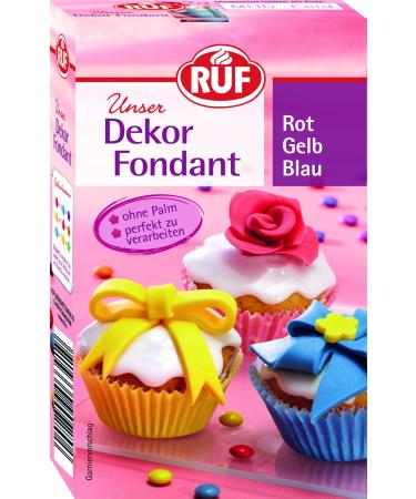 Ruf fondant red yellow blue suitable for shaping figures flowers and letters modeling fondant roll fondant without palm oil gluten -free and vegan 225g 250 g (1 Pack)