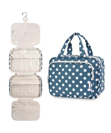Narwey Hanging Travel Toiletry Bag for Women Wash Bag Cosmetics Makeup Bag Organizer for Travel Size Accessories Polka Dot (Medium)