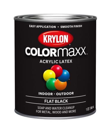 Krylon  K05647007 COLORmaxx Acrylic Latex Brush On Paint for Indoor/Outdoor Use  1 Quarts (Pack of 1)  Black  32 Ounce Flat Black 1 Quarts (Pack of 1)