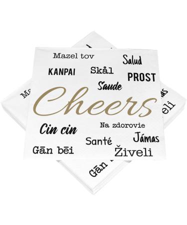 HEKU 'Cheers' cocktail napkins 3-ply 25x25cm 150 pieces I Stylish design I Ideal for celebrations I Conveniently packaged