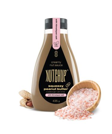 Nutchup |Peanut butter in a squeeze bottle |Delicious creamy nut covering peanut topping |Saess for pancakes waffles ice cream pizza |435g bottle Himalaya salt
