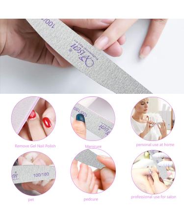 25 Pcs Washable Double Sided Nail Files | 100/180 Grits Emery Boards for Acrylic, Gel Nails | Professional Nail Styling Tools for Home and Salon - Buy Online on SooperMarket.com