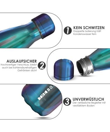Xanadoo Stainless Steel Drinking Bottle 500ml - Eco-Friendly BPA-Free Leak-Proof Thermos for Camping Sports & School - Blue Chrome - Buy Online on SooperMarket.com