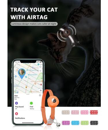 Buy Airtag Cat Collar - Reflective Kitten Neck Band | Light Tracker with Bell for Young Cats - Orange - Buy Online on SooperMarket.com