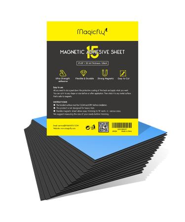 Magicfly Magnet Adhesive Sheets 8 x 10 Inch, 15 Pack Flexible Magnetic Sheets for Photos, Crafts and Die Storage, Easy Peel & Stick 8''x10'' 15 pack