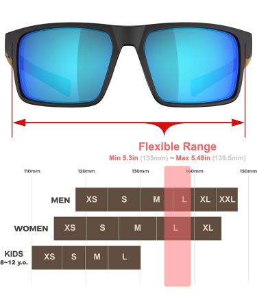 QOOL TIMES Rectangle Polarized Fishing Sunglasses for Men and Women - Wood/White Blue Mirror - Buy Online on SooperMarket.com