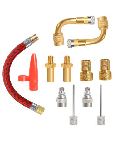 Yizhet bicycle valve adapter bicycle valve adapter valve set French valve adapter contains all SV AV DV PV Extender Presta valve with sealing ring for compressor bicycle pump air pump 12PCs