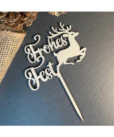 Merry Christmas Wooden Cake Topper - Festive Cake Decoration for Holiday Celebrations - Buy Online on SooperMarket.com