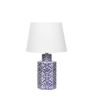 Table lamp porcelain blue / white vase shape with fabric shade cone shape Marcelin