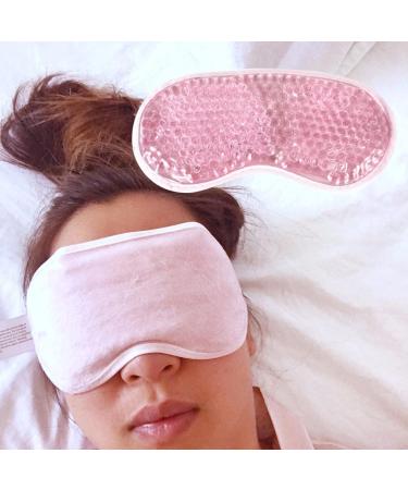 2 Pack Cooling Gel Eye Masks with Plush Backing - Pink | Headache, Puffiness, Migraine, Stress Relief - Buy Online on SooperMarket.com