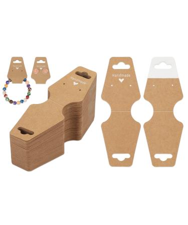 joycraft 200Pcs Self Adhesive Bracelet Display Cards Kraft Handmade Blank Cards Jewelry Packaging for Selling Hanging Display Cards for Earring Jewelry Bracelet and Necklace(4.7 x1.7) Kraft*200pcs