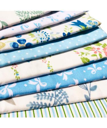 Flic-Flac 20x20 Inches Fat Quarter Cotton Quilting Fabric Bundle (8pcs Blue) - High Density Craft Printed Squares Patchwork Lint DIY Sewing - Buy Online on SooperMarket.com