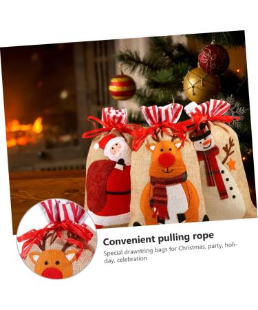 KOMBIUDA Party Snack Pouch 3 Pcs Christmas Storage Bag Candy Bags Holiday Treats Pouch Christmas Drawstring Bag Christmas Bag 30X18CM Assorted Color - Buy Online on SooperMarket.com