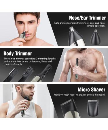 VIKICON Beard Trimmer Men IPX7 Waterproof Grooming Kit w/Case Nose Hair Trimmer Electric Razor Body Shavers Cordless Clippers Shaving Kit for Mustache Face Body Gifts for Men Dad Silver 13 Piece Set - Buy Online on SooperMarket.com