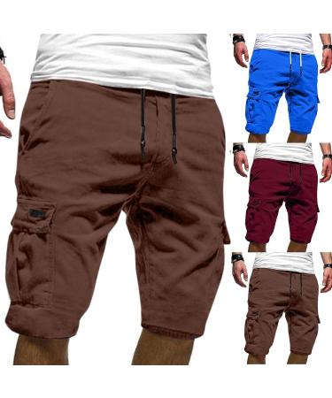 Men's Casual Cargo Shorts - Oversized Multi-Pocket Drawstring Shorts for Summer - Quick Dry, Blue, Size XL - Buy Online on SooperMarket.com