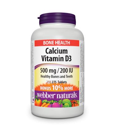 Webber Naturals Calcium Carbonate with Vitamin D3 275 Tablets Helps Support Bones and Teeth