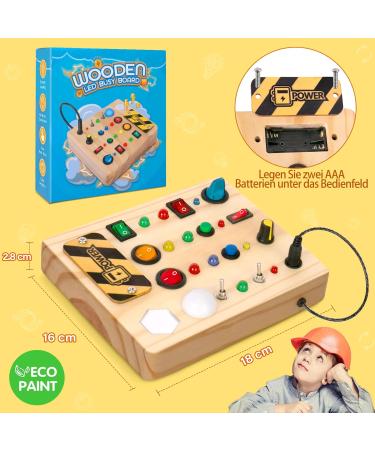 Norbase Montessori Busy Board with LED | Educational Toys for Kids 1-3 Years | Perfect Wooden Gifts for Young Girls - Buy Online on SooperMarket.com